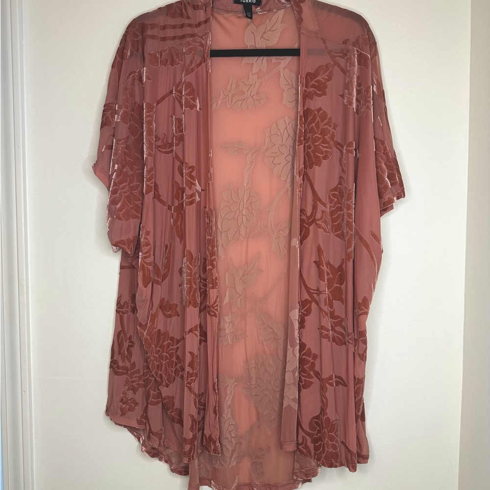 Mauve velvet and lace boho style shaw